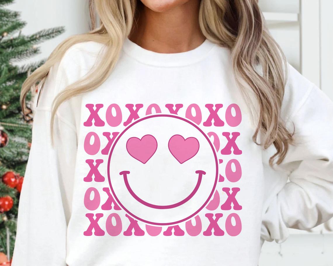 XOXO Smily Face Svg, Valentines Svg Png, Happy Face Valentine Svg, XOXO ...