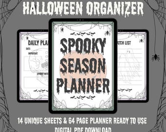 Cute Halloween Planner | Party Organizer | Spooky Daily Bullet Journal | Aesthetic Digital Notebook | A4 US Letter | Instant PDF Download