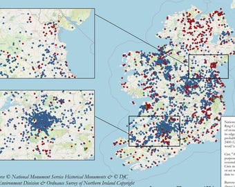 Ireland Prehistoric Burial Sites Map – High Res Digital Print & Wall Art (Digital Download)