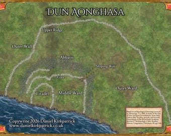 Dún Aonghasa Map – Iron Age Fort Reconstruction, Aran Islands (Digital Download)