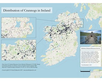 Ireland Crannogs Distribution Map – Prehistoric & Early Medieval Lake Dwellings Digital Download