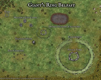Giant’s Ring Belfast Archaeological Reconstruction Map – Neolithic Henge, County Antrim Digital Download