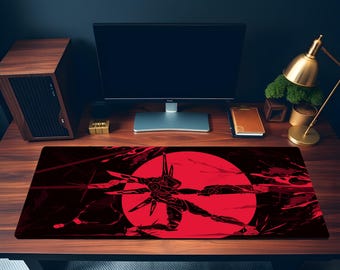 Anime Gaming Desk Mat, Large Extended Mouse Pad, Red Black Desk Pad, Custom XL Keyboard Mat, Computer Desk Accessory, Gamer Gift