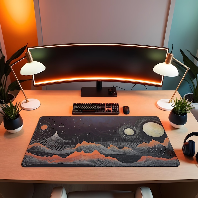 Outer Space Desk Mat, Cosmic Planet Map Mousepad, Astronomy Desk Decor ...