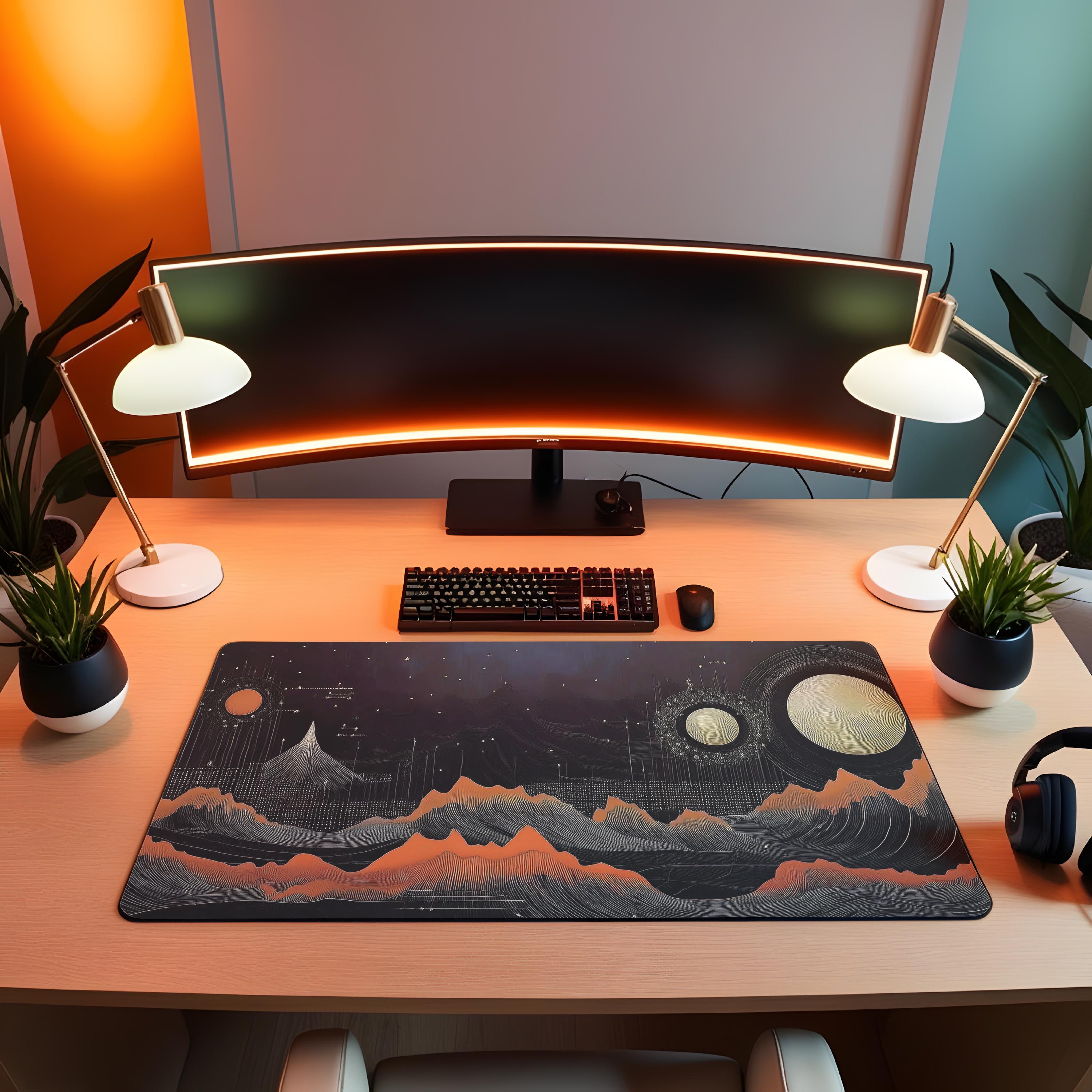 Outer Space Desk Mat, Cosmic Planet Map Mousepad, Astronomy Desk Decor ...