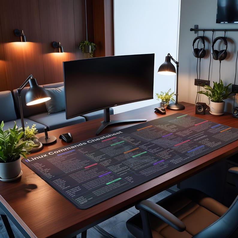 Linux Commands Cheat Sheet Desk Mat, Programming Mouse Pad, Developer ...