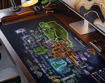 Hollow Knight Hallownest Map Desk Mat, XL Gaming Mouse Pad, Large Gamer Desk Mat for Setup Decor