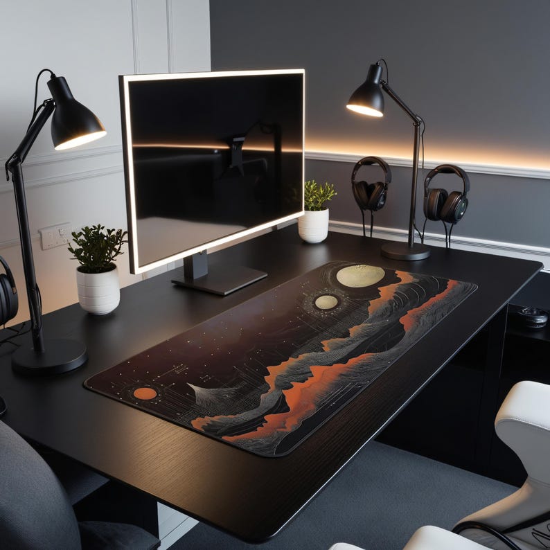 Outer Space Desk Mat, Cosmic Planet Map Mousepad, Astronomy Desk Decor ...