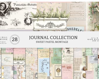 Pastel Junk Journal Kit: Victorian Ephemera, Printable Collage Papers (Digital Download)