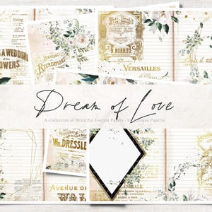 DREAM of Love ORIGINAL JOURNAL Digital Collage Sheet Sammlung von 6, Journal, Scrapbook, Antique Paperie