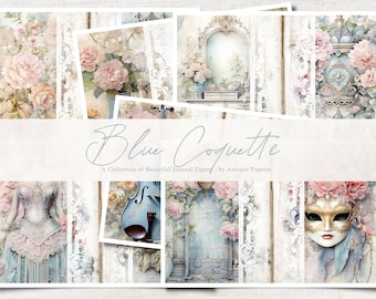 Blue Coquette Journal Paper: Digital Collage Sheets (24)