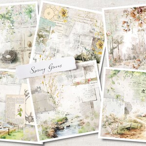 SPRINGS PROMISES Digital Collage Sheet Sammlung von 6, Journal, Scrapbook, antike Paperie