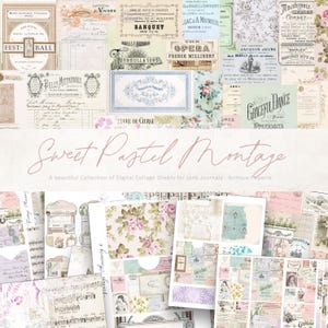 MONTAGE SWEET PASTEL Collection de journaux Journal numérique Collection de journaux indésirables Journal imprimable Accessoire de journal victorien Cartes de journal de poche