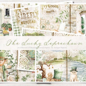 The LUCKY LEPRECHAUN Journal Pages – Printable Digital Collage (Set of 6)