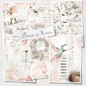 Versprechen der Natur Digital Collage Sheet Sammlung von 6, Journal, Scrapbook, Antique Paperie