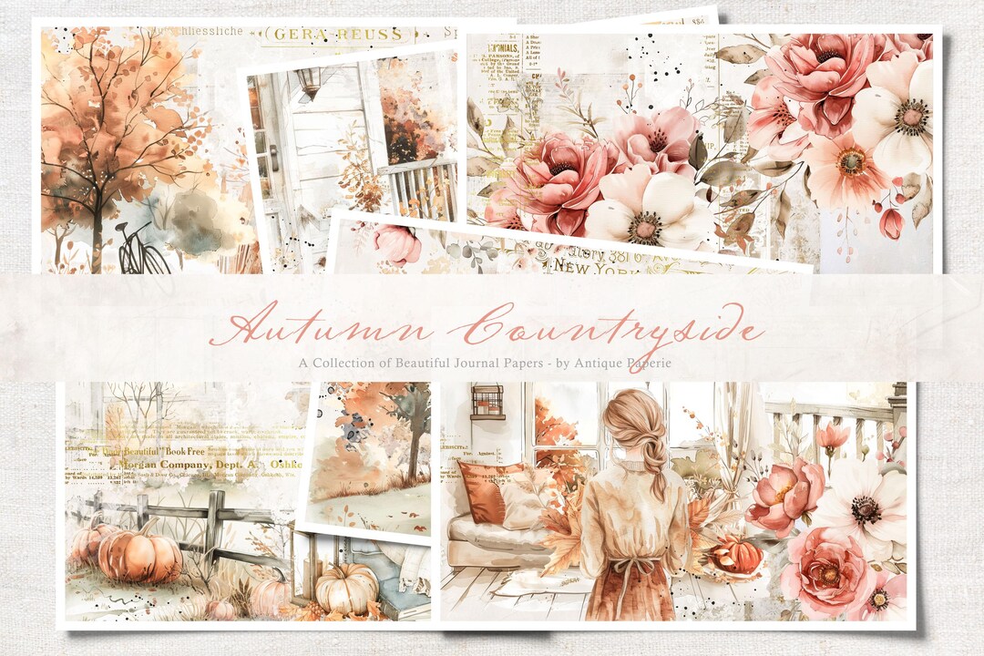 AUTUMN Countryside Digital Collage Sheet Collection: Antique Papeterie ...