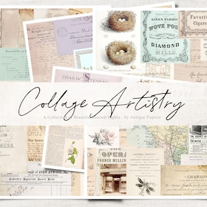 Collage Art Journal Paper: Antique Ephemera (Digital Collage Sheet)