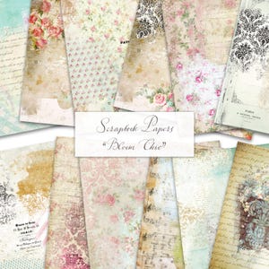 12 feuilles de papier numérique BLOOM CHIC, 12 x 12, journal, old school, scrapbooking, paperie antique