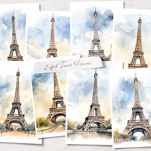 Eiffel Tower Digital Collage Sheet: Paris Scrapbook Paper (Digital Download)