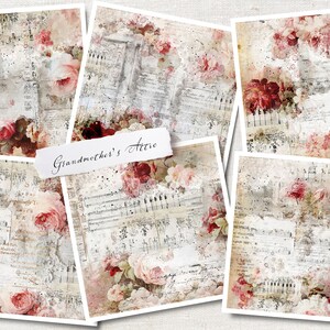Colección de 6 hojas de collage digital ÁTICO DE LA ABUELA, diario, álbum de recortes, papelería antigua