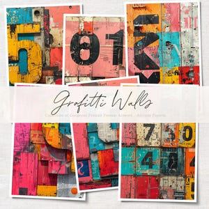 Graffiti Walls Digital Collage Sheet: Scrapbook Journal Paper (8.5x11) (Digital Download)