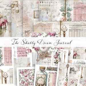 Coleção de diários Shabby DREAM Coleção de diários digitais Junk, diário para impressão, diário vitoriano, acessório, bolsos, cartões de diário
