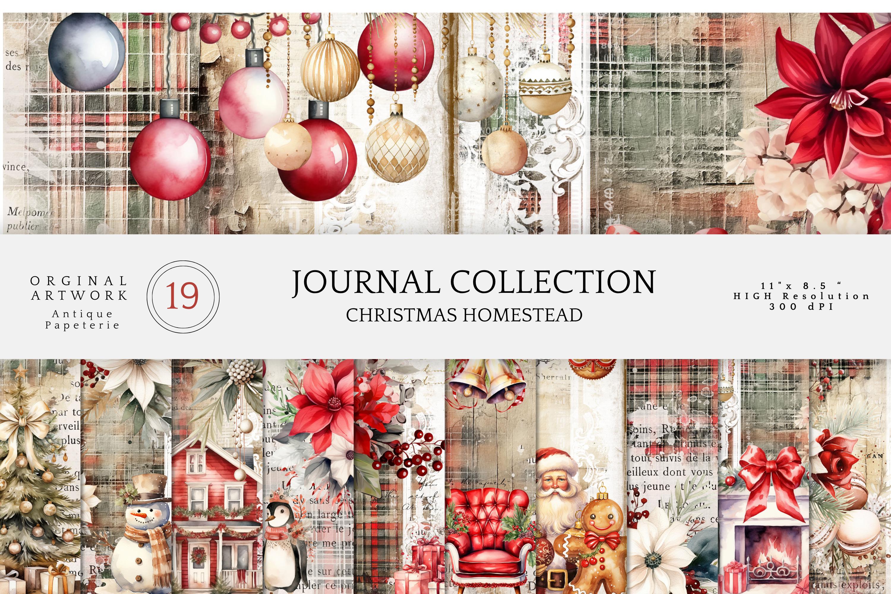 クリスマス チェック柄 ジャンクジャーナル キット: ビクトリア朝風の