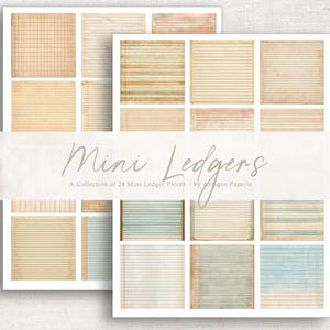 Miniature Ledger Digital Collage Sheets: Junk Journal Ephemera (Digital Download)