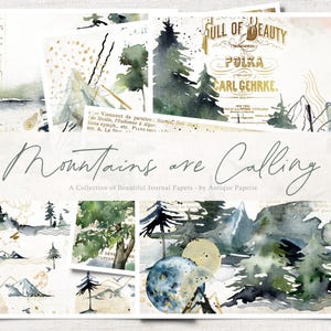 Mountains Digital Collage Sheet: Scrapbook Journal Paper (Digital Download)