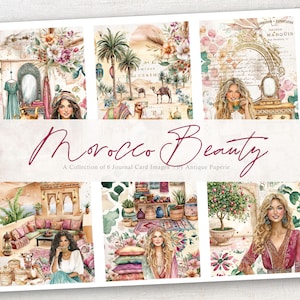 MOROCCO BEAUTY: digitaal collagevel met 6 afbeeldingen, voor dagboekkaart, zakkaart, ongewenste dagboeken, dagboeken, cadeaukaartjes en meer