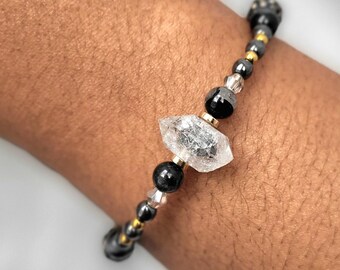 Herkimer Diamond Protection Bracelet – Black Tourmaline & Hematite Jewelry
