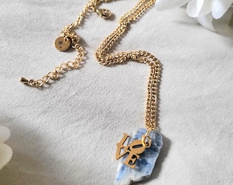 Blue Kyanite Necklace • Natural Crystal Pendant • 18” Gold Chain • Healing Energy Jewelry • Communication & Clarity Gift for Her