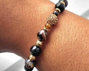 Inner Strength Tiger’s Eye and Agate Crystal Bracelet | Confidence & Clarity Jewelry