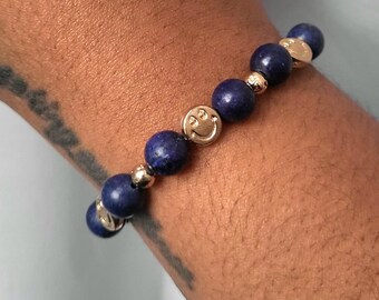 Lapis Lazuli Happy Face Bracelet | Wisdom, Truth & Positive Energy Crystal Jewelry
