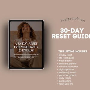 30-dagars guide för återställning | Daglig vanespårare, tankesätt och självvårdsplanerare, arbetsbok för återställning av liv, digital nedladdning