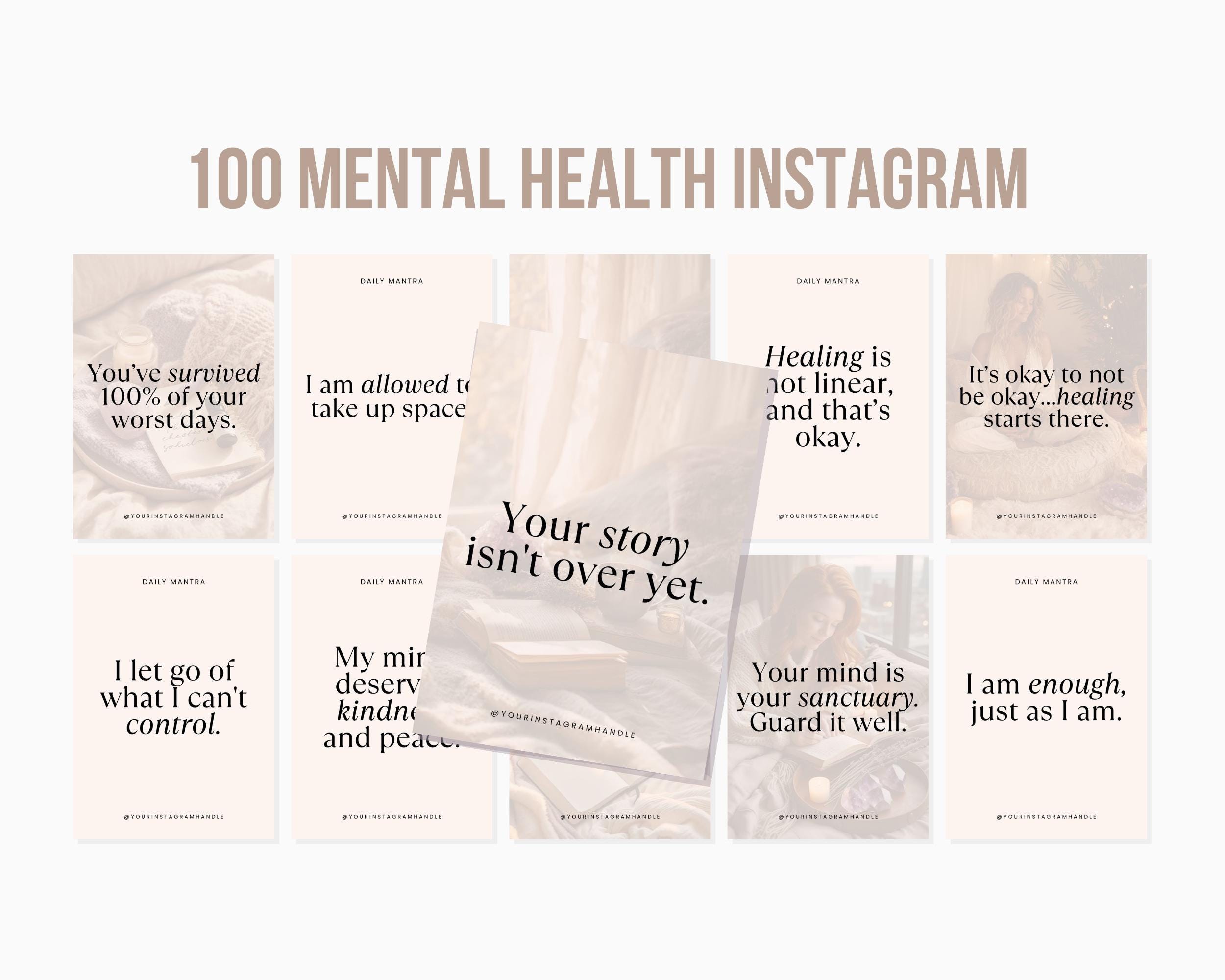 Mentality Posts 100 Mental Health Content Posts for Instagram | Self Care & Mindfulness ...