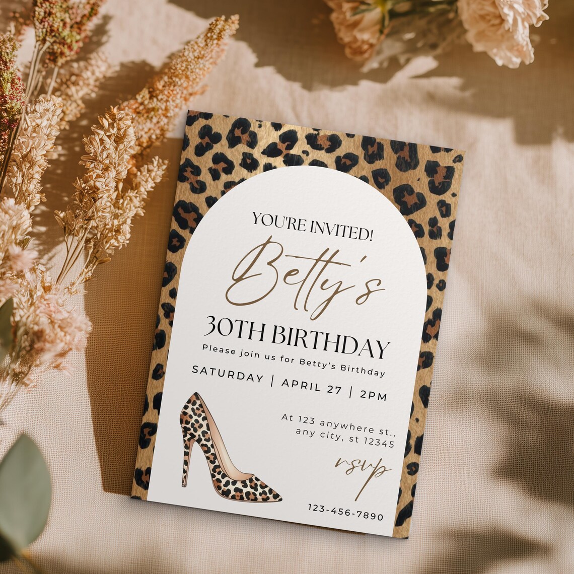 Cheetah Print Birthday Invitation | Adult Jungle Party Invite ...