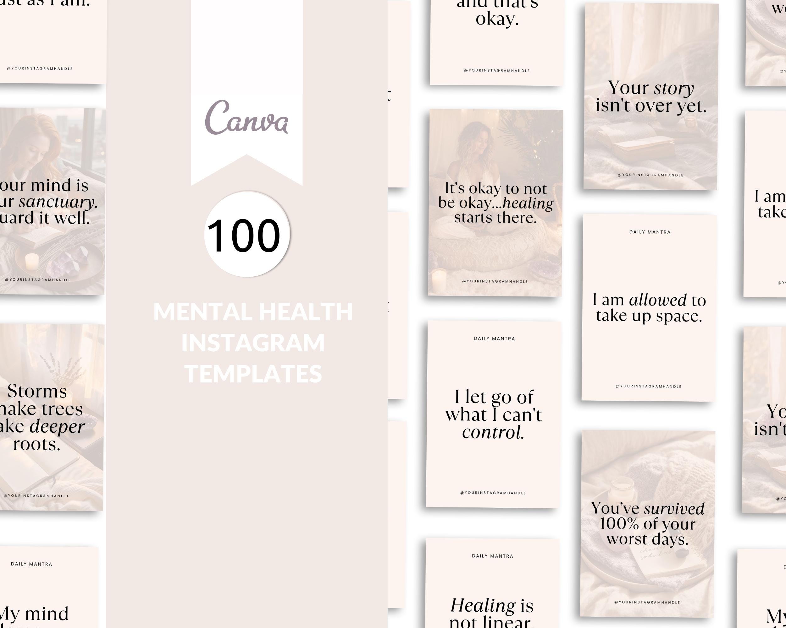 Mentality Posts 100 Mental Health Content Posts for Instagram | Self Care & Mindfulness ...