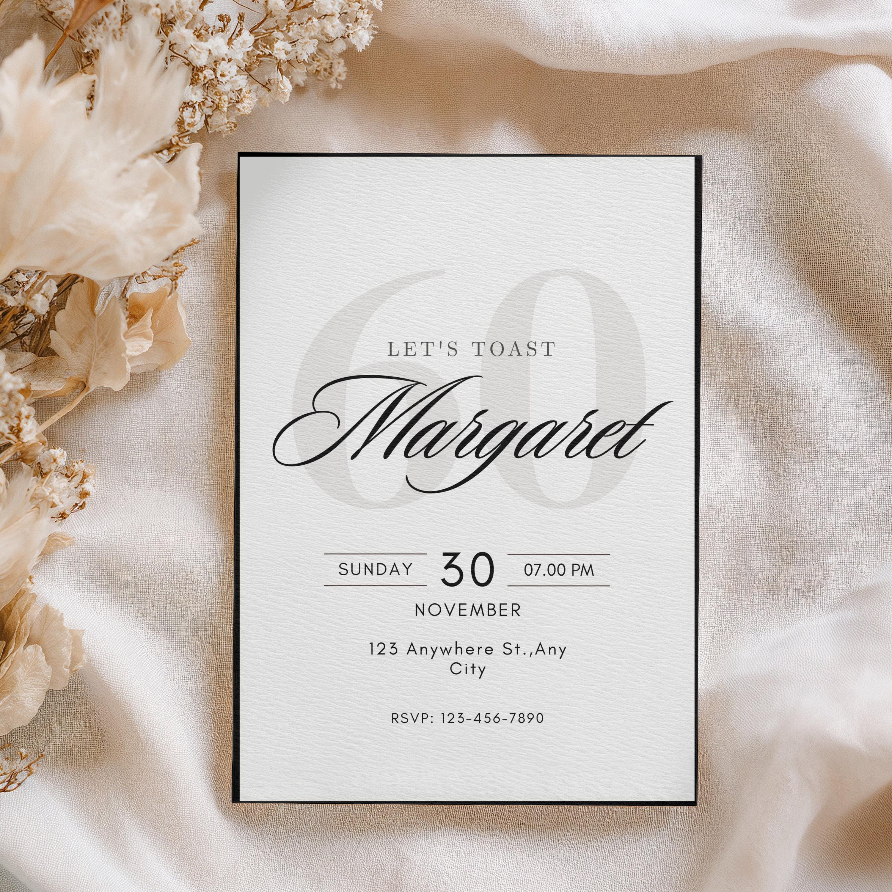 Elegant Milestone Birthday Invitation, Modern Minimalist Template ...