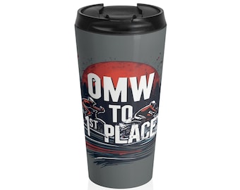 Taza de viaje — Vaso térmico de acero inoxidable "OMW al 1er lugar" para carreras