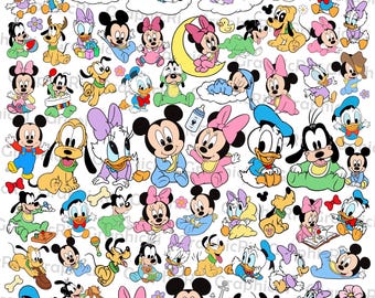 Mix Clipart Baby Mouse Friends Svg Png Bundle, Vacanza in famiglia Svg, Compleanno in famiglia Svg, Viaggio con Baby Mouse Svg, Regno magico, Sottotitoli e tagli