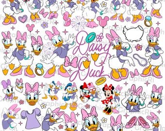 Pacchetto Clipart SVG Png di Ragazza Anatra, Migliori Amici del Topo SVG, Vacanza in Famiglia SVG, Compleanno in Famiglia SVG, Regno Magico SVG, File di Taglio Sublimatico