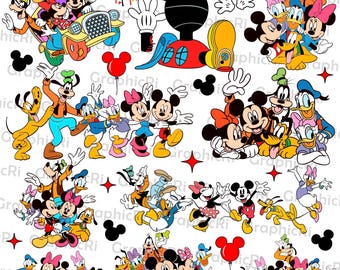 Pacchetto di topi e amici in formato SVG PNG, clipart di topi in formato SVG, vacanza in famiglia in formato SVG, compleanno in famiglia in formato SVG, regno magico in formato SVG, file di taglio per sublimazione