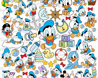 Pacchetto Clipart SVG Png di Baby Duck, Migliori Amici di Baby Mouse SVG, Vacanza in Famiglia SVG, Compleanno in Famiglia SVG, Regno Magico, Sub And CutAnd Cut