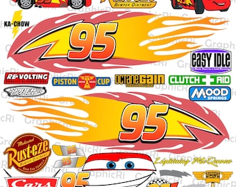 Pacchetto di adesivi per auto da corsa in formato SVG e PNG, auto da corsa SVG, adesivi sponsor SVG, auto per sublimazione, vacanze in famiglia SVG, compleanno in famiglia SVG
