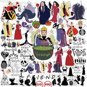 Bad Girls Friends Svg Png Bundle, Bad Witches Club Svg, Chillin' Like A Villain Svg, Villains Wicked Svg Bad Girls Birthday Svg Wicked Queen imagen 1