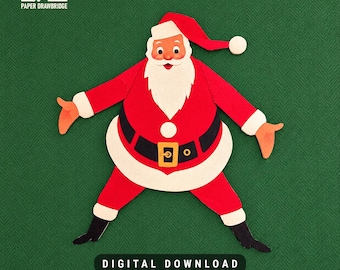 Articulated Santa Paper Puppet Template I Printable Christmas Craft I DIY Santa Toy | Movable Paper Doll I Christmas Decoration PDF