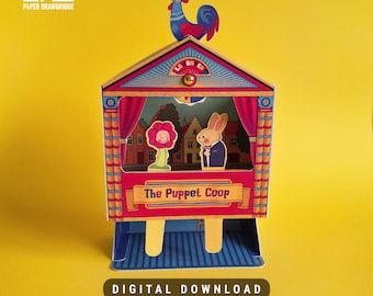 Théâtre de marionnettes en papier 3D | Modèle miniature de théâtre bricolage | Diorama de jeux de rôle pour enfants