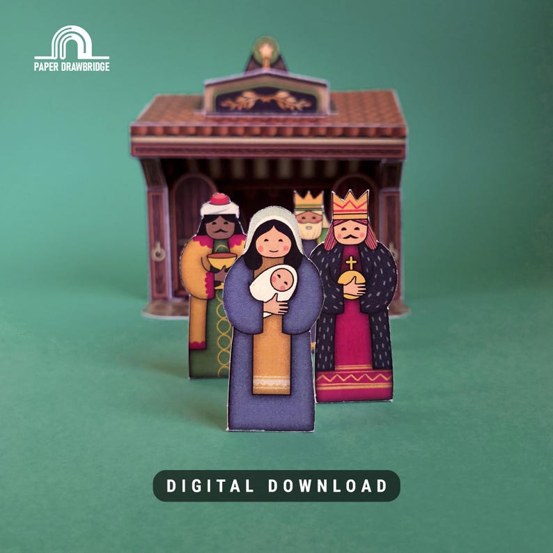 3D Paper Nativity Scene | Printable Christmas Craft for Kids | DIY Fold ...