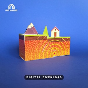 May include: A paper model of a geological cross-section, featuring a mountain, a tree, and a house. The model displays layers of earth with seismic wave patterns and the word "Focus". The text "DIGITAL DOWNLOAD" is at the bottom.